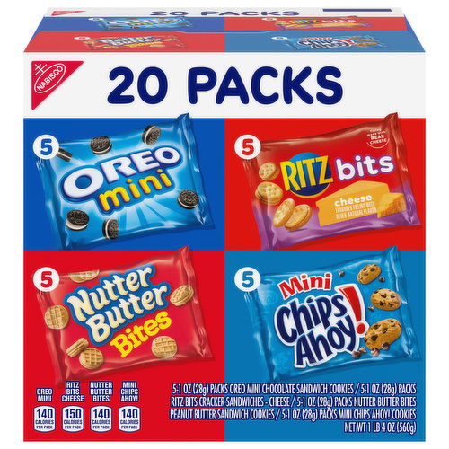 CHIPS AHOY!/NUTTER BUTTER/OREO/RITZ Cookie & Cracker Variety Pack, OREO Mini, CHIPS AHOY! Mini, Nutter Butter, RITZ Bits