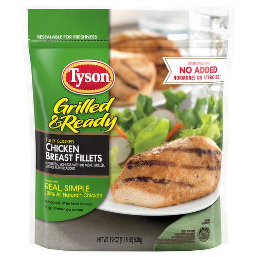 Tyson Grilled And Ready Grilled & Ready Grilled & Ready Fully Cooked Grilled Chicken Breast Fillets, 19 oz. (Frozen)