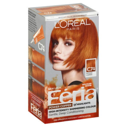 Feria Haircolour Gel, Permanent, Intense Copper C74