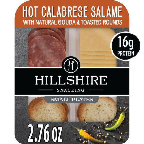 Hillshire Snacking Snacking Small Plates, Hot Calabrese Salame Deli Lunch Meat with Gouda Cheese