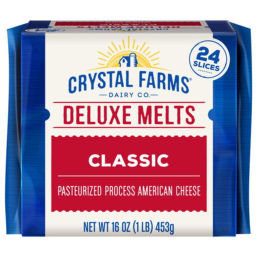 Crystal Farms Cheese Slices, American, Classic, Deluxe Melts