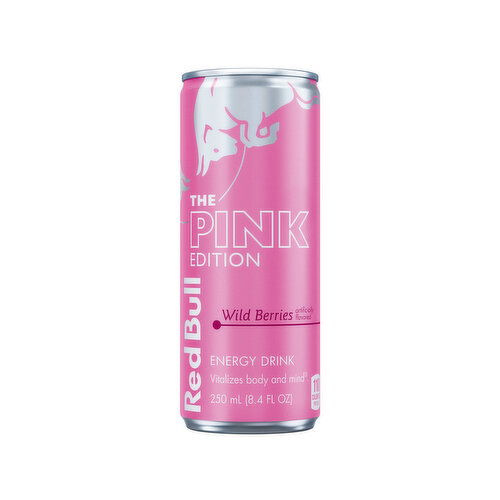 Red Bull Pink Edition Energy Drink, Wild Berries, with 80mg Caffeine, Taurine & B Vitamins