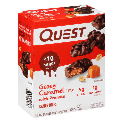 Quest Candy Bites, Gooey Caramel with Peanuts