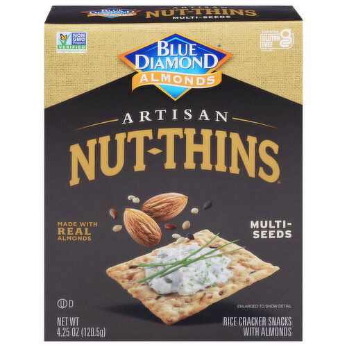 Blue Diamond Almonds Nut-Thins Rice Cracker Snacks, Artisan, Multi-Seeds