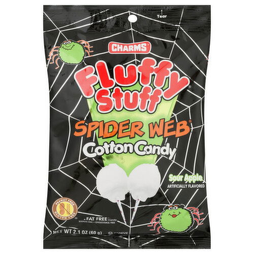 Charms Fluffy Stuff Cotton Candy, Sour Apple, Spider Web