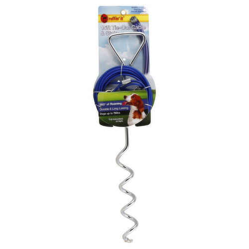 Ruffin' It Tie-Out Cable & Stake, 15 ft