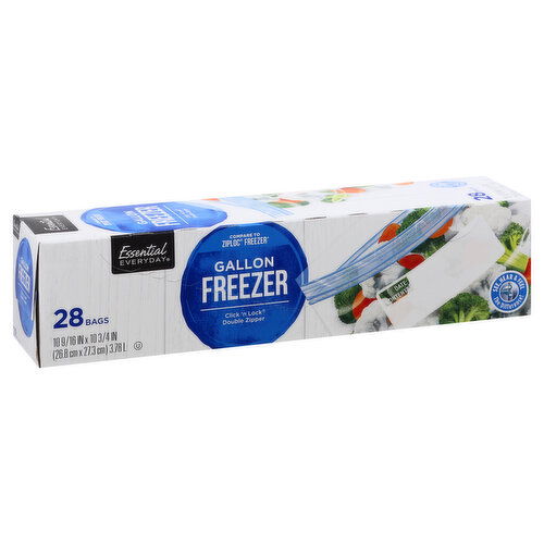 Essential Everyday Freezer Bags, Double Zipper, Gallon