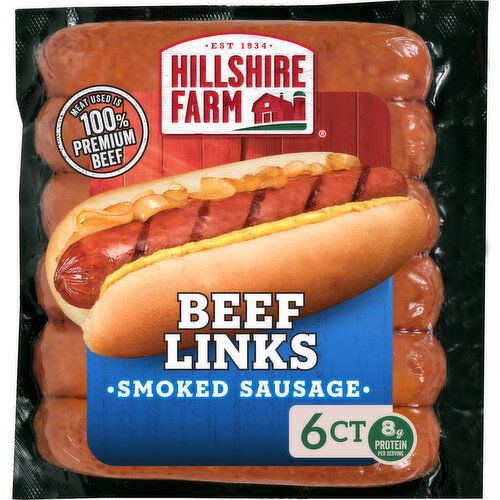 Hillshire Farm Beef Smoked Sausage, 6 Links