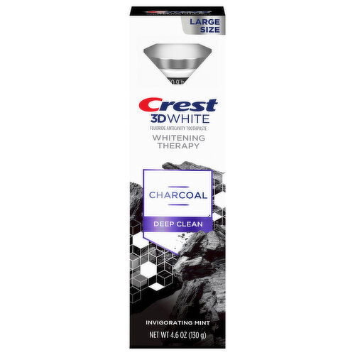 Crest 3D White Toothpaste, Anticavity, Fluoride, Invigorating Mint, Deep Clean, Charcoal, Whitening Therapy