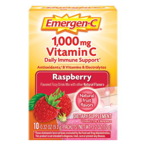 Emergen-C Vitamin C, 1000 mg, Raspberry, Fizzy Drink Mix