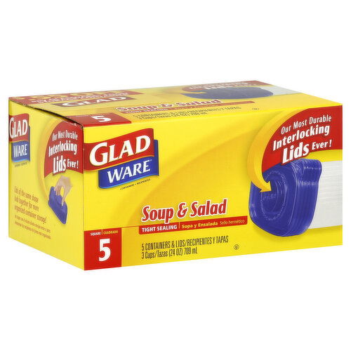 Glad Containers & Lids, Soup & Salad, 3 Cups