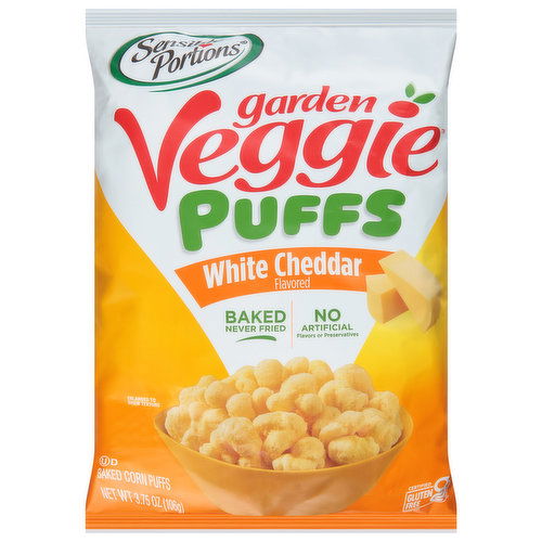 Sensible Portions Garden Veggie Corn Puffs, Baked, White Cheddar Flavored