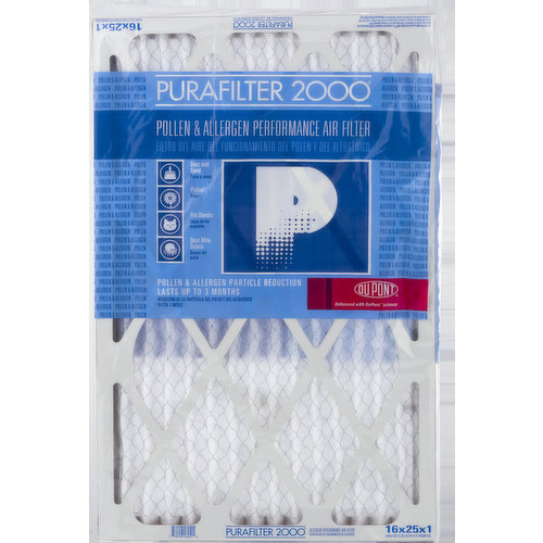 Purafilter 2000 Air Filter, Merv 8, 16 x 25 x 1