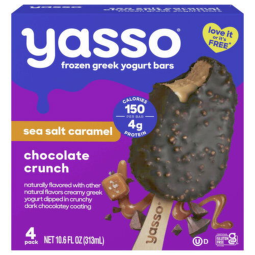 Yasso Yogurt Bars, Sea Salt Caramel, Greek, Chocolate Crunch
