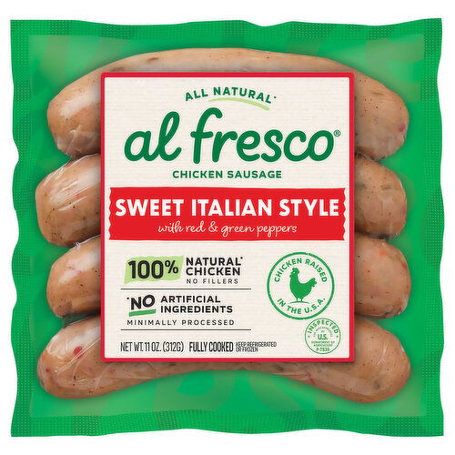 Al Fresco Chicken Sausage, Sweet Italian Style with Red & Green Peppers