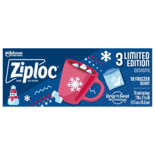 Ziploc Seal Top Bags, Freezer, Quart