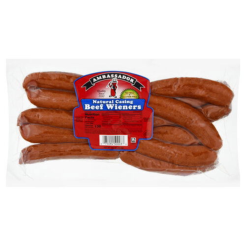 Ambassador Hot Dogs Natural Casing Beef Wieners