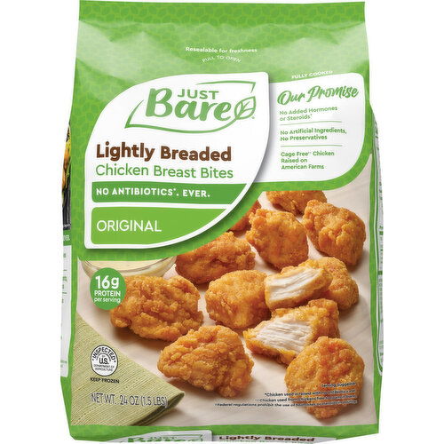 Just Bare Fully Cooked Lightly Breaded Chicken Breast Bites