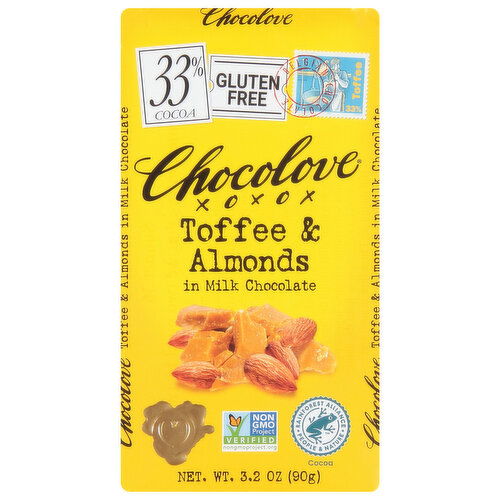 Chocolove Toffee & Almonds, in Milk Chocolate