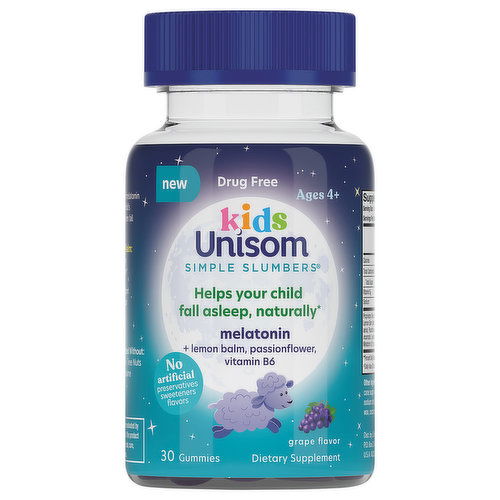 Unisom Simple Slumbers Melatonin, Gummies, Kids, Grape Flavor