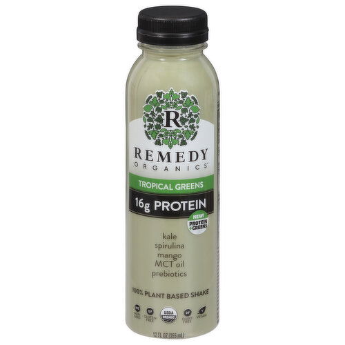 Remedy Organics Shake, 100% Plant Based, Tropical Greens