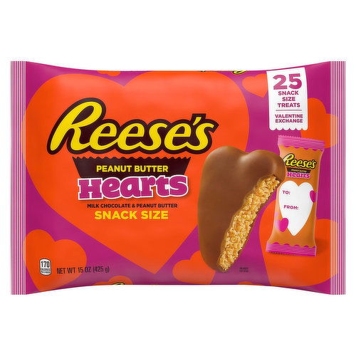 Reese's Milk Chocolate & Peanut Butter, Hearts, Snack Size