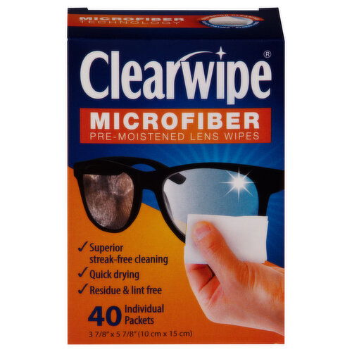 Clearwipe Lens Wipes, Pre-Moistened, Microfiber