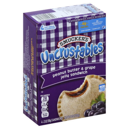 Smucker's Uncrustables Sandwich, Peanut Butter & Grape Jelly