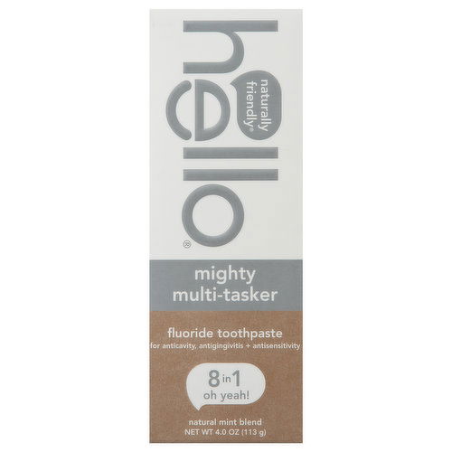 Hello Toothpaste, Fluoride, Mighty Multi-Tasker, Natural Mint Blend