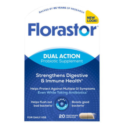Florastor Dual Action Vegetarian Capsules Probiotic Supplement