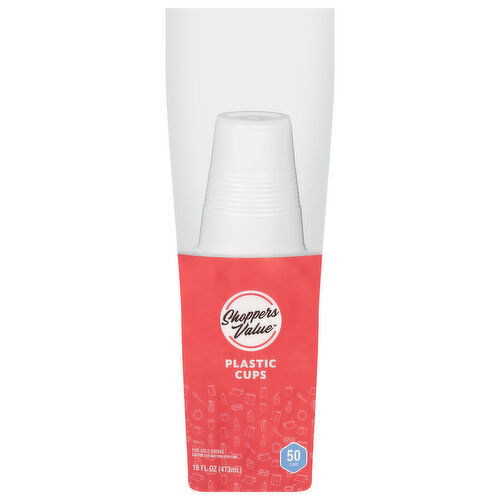 Shoppers Value Plastic Cups, 16 Fluid Ounce