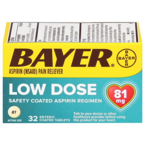 Bayer Aspirin (NSAID) Pain Reliever, Low Dose, 81 mg, Enteric Coated Tablets