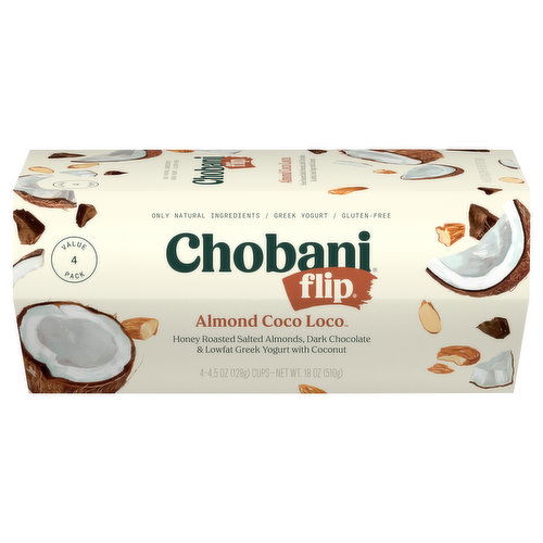 Chobani Flip Yogurt, Almond Coco Loco, Greek, Value 4 Pack