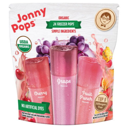 JonnyPops Organic Cherry/Grape/Fruit Punch Freezer Pops
