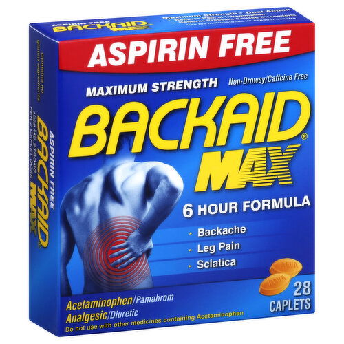 Backaid Max Pain Reliever, Maximum Strength, Caplets