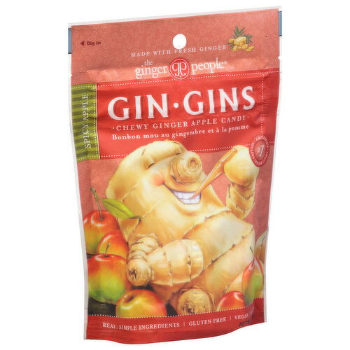 Ginger People Gin Gins Ginger Apple Candy, Chewy, Spicy Apple