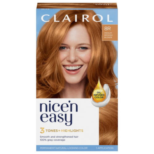 Nice’n Easy Hair Color, Permanent, Medium Reddish Blonde 8R
