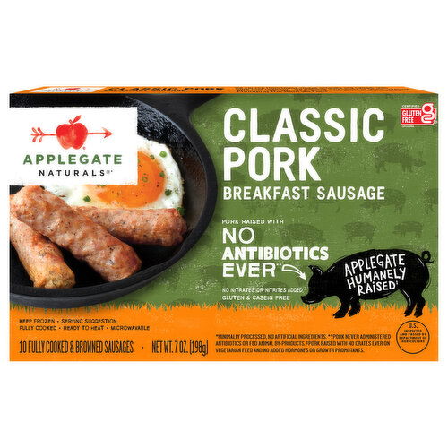 Applegate Naturals Sausage, Classic Pork, Breakfast