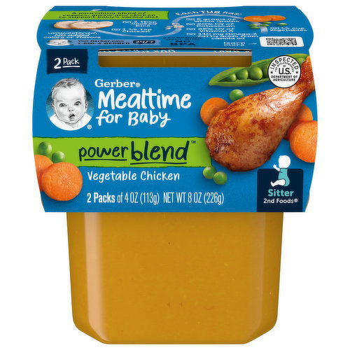 Gerber Mealtime for Baby Vegetable Chicken, Powerblend, Sitter 2nd Foods