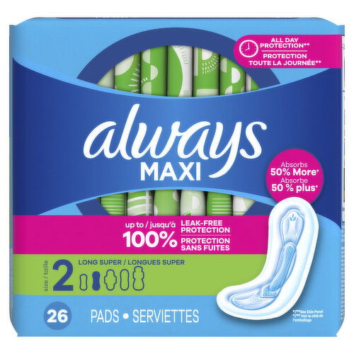 Always Maxi Maxi Pads without Wings, Size 2