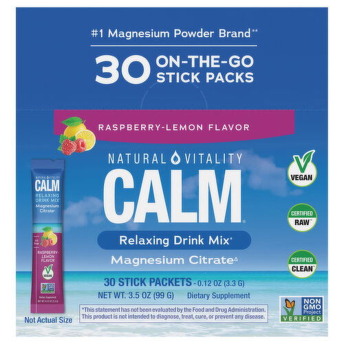 Natural Vitality Calm Magnesium Citrate Raspberry-Lemon Flavor Relaxing Drink Mix