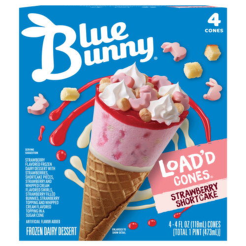 Blue Bunny Load'd Cones, Strawberry Shortcake