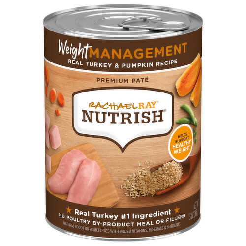 Rachael Ray Nutrish Food for Dogs, Natural, Weight Management, Premium Pate, Real Turkey & Pumpkin Recipe, Adult