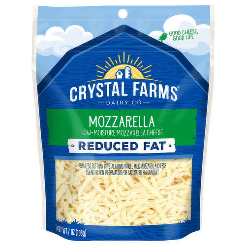 Crystal Farms Cheese, Reduced Fat, Mozzarella, Low-Moisture