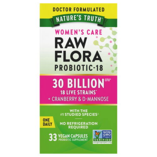 Nature's Truth Raw Flora, One Daily, Women's Care, Probiotic-18, Vegan Capsules