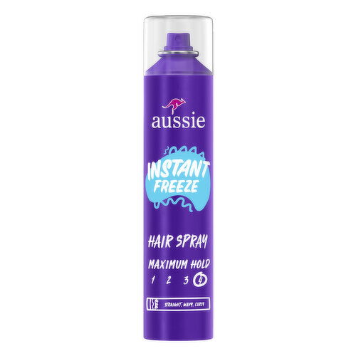 Aussie Aussie Instant Freeze Hair Spray for Curly Hair, Straight Hair, and Wavy Hair, 10 oz