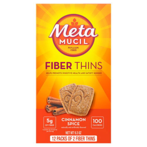 Metamucil Fiber Thins, Psyllium Husk Snack, Cinnamon Spice