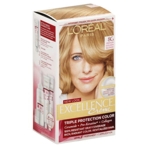 Excellence Triple Protection Color, Medium Golden Blonde 8G