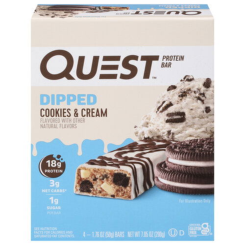 Quest Protein Bar, Cookies & Cream, Dipped