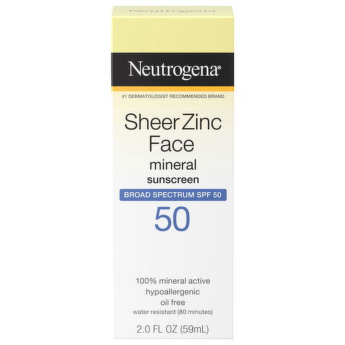 Neutrogena Sunscreen, Mineral, Face, Sheer Zinc, Broad Spectrum SPF 50